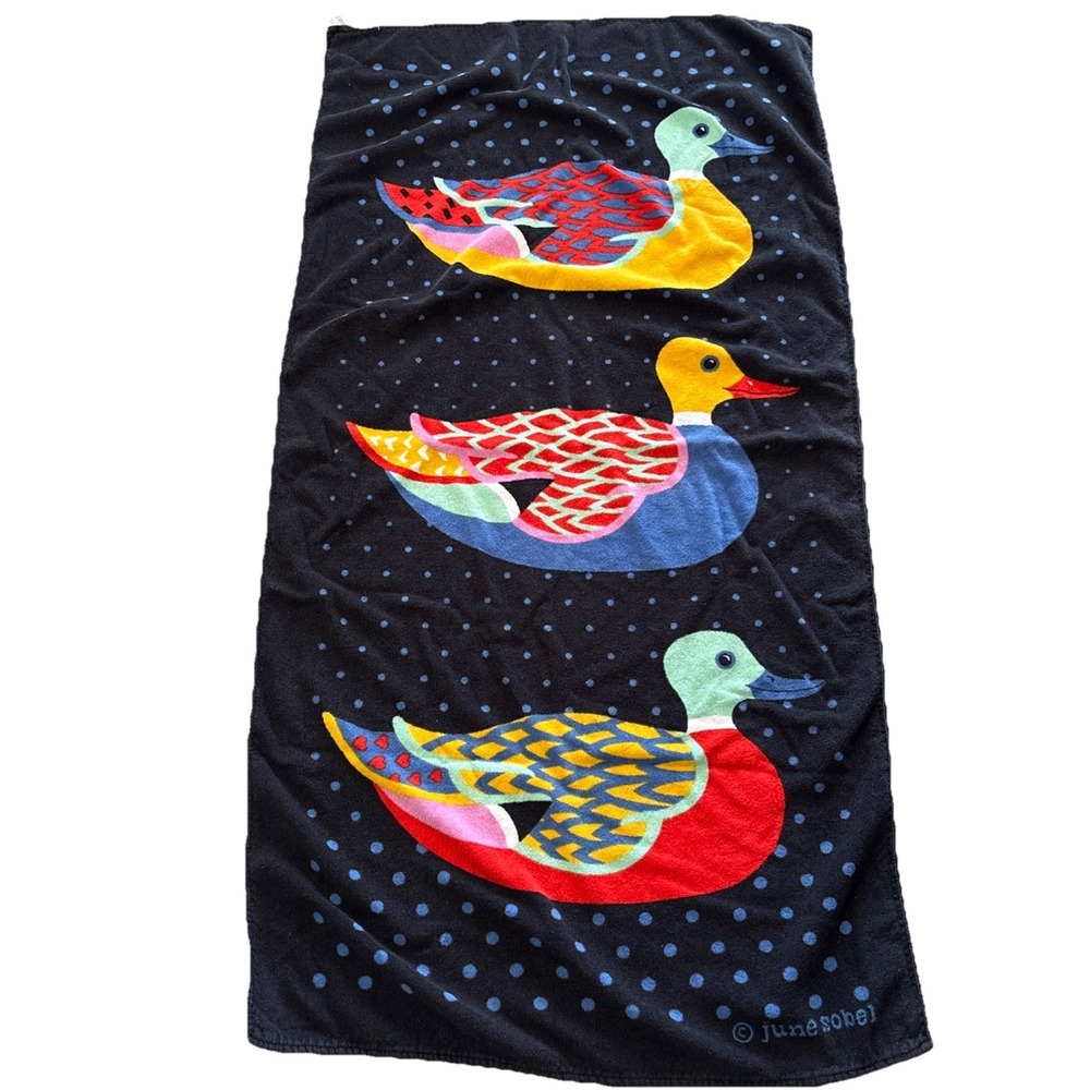 Terrimondo Beach Towel Mallard Ducks Polka dot Cotton June Sobel art Retro Isrea